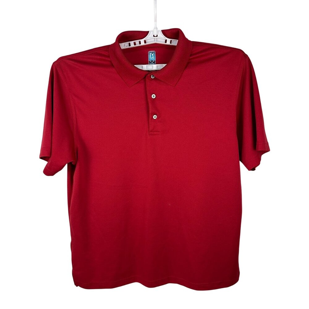 PGA Tour Airflux Mens Red Golf Polo Shirt XL Short Sleeve Lightweight Breathable